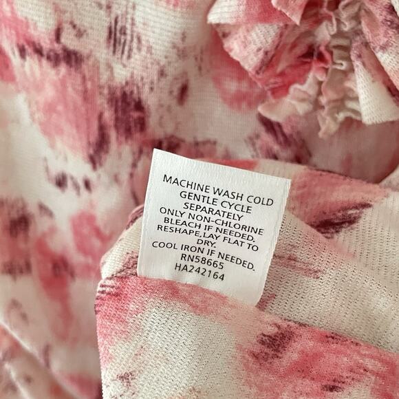 Y2K Sleeveless Blouse S Pink Ruffle Ruched Hem Barbie Coquette Fairy Romantic - Picture 7 of 9